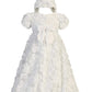 Long White Ribbon Clusters On Tulle Christening Special Occasion Gown With Hat