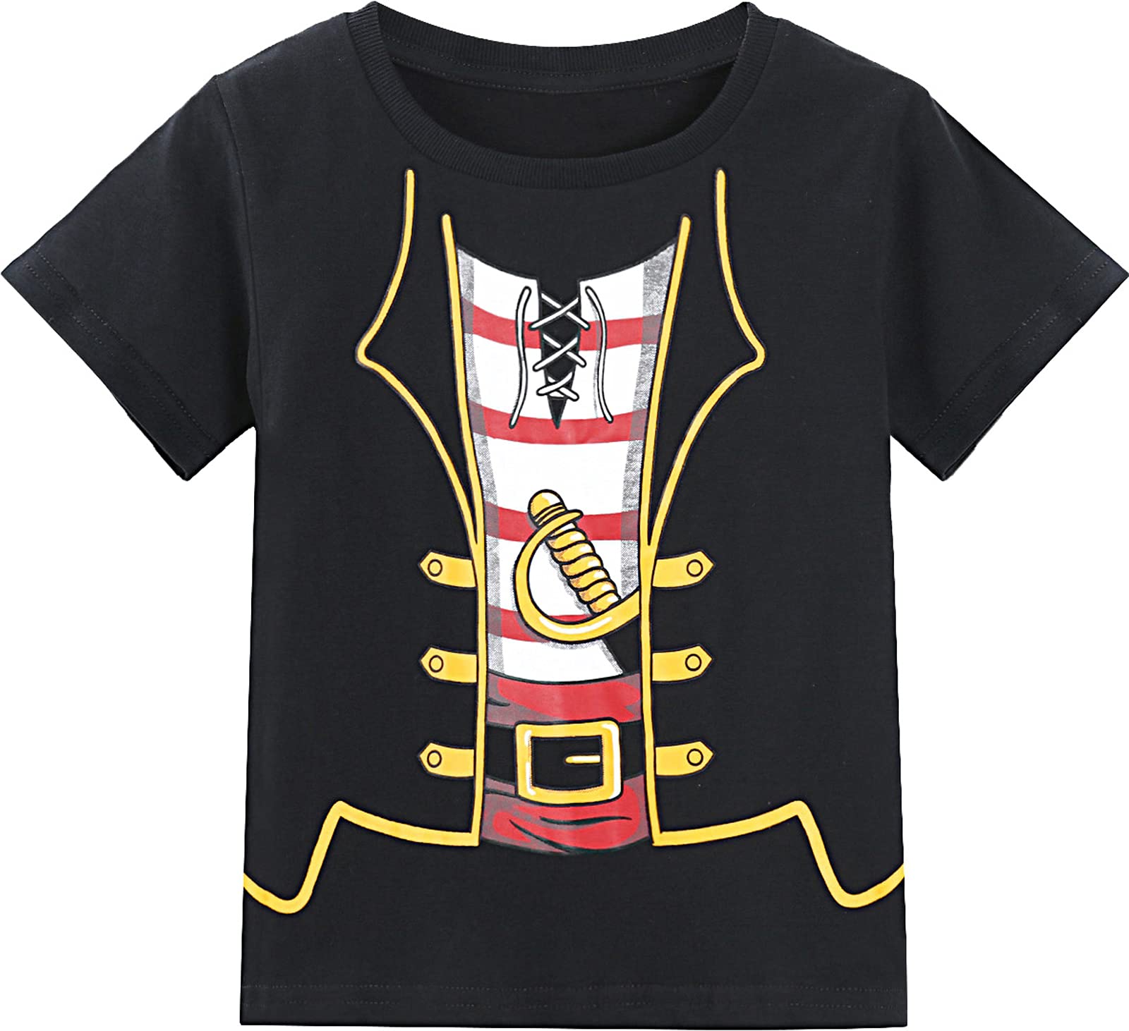 Cosland Pirate Shirt Kids Boys Halloween Costume, Black, Small