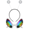 Cheerin Silver Alien Headband And Glasses - Martian Antenna Headband - Glitter Ball Head Boppers - Space Theme Costume - Alien C