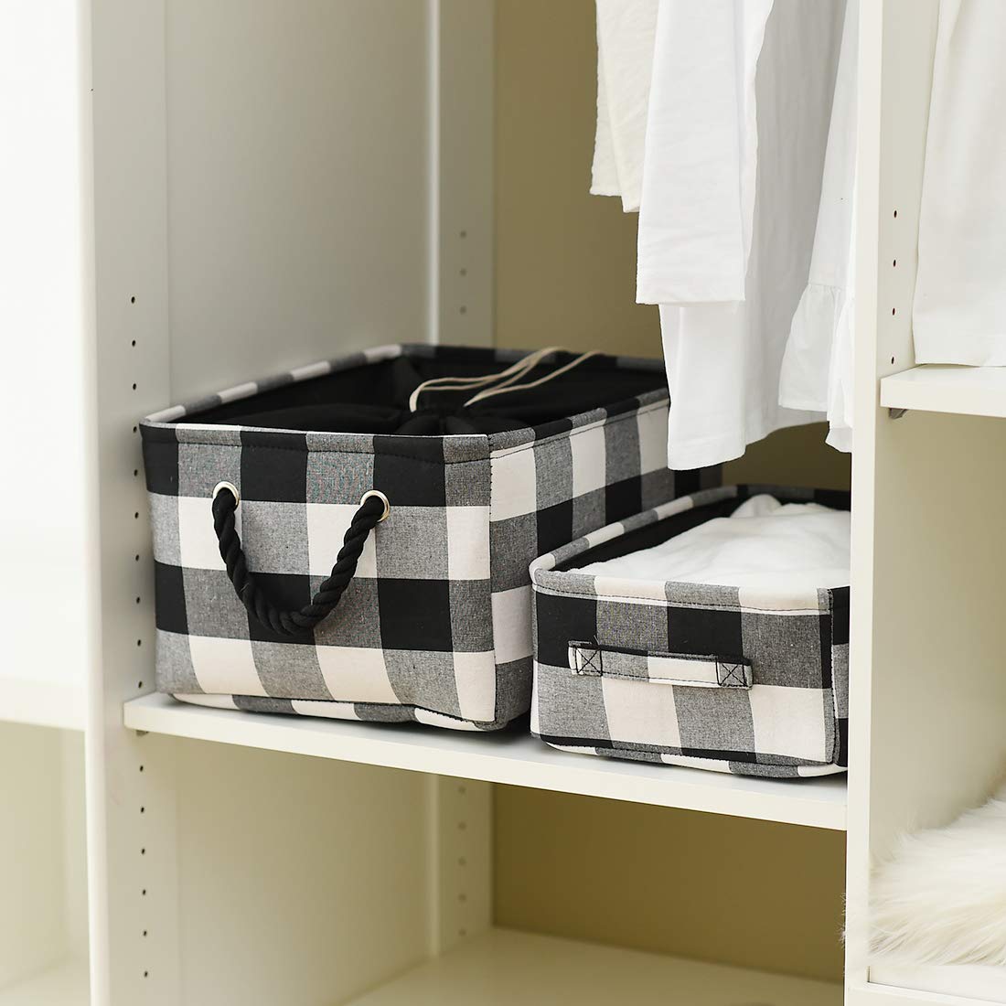 Inough Christmas Buffalo Plaid Storage Basket Low Gifts Baskets Christmas Basket For Kids Collapsible Toy Basket Farmhouse Decor