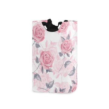 Blueangle Large Pink Roses Laundry Basket Blanket Basket Baby Laundry Hamper Toy Storage Bin 22.7 x 12.6x11