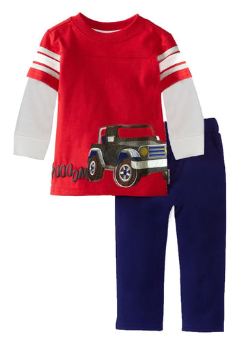 Coralup Toddler Boys Girls Unisex Cotton 2Pcs Clothing Playwear Set(5-6Y,Red Car)