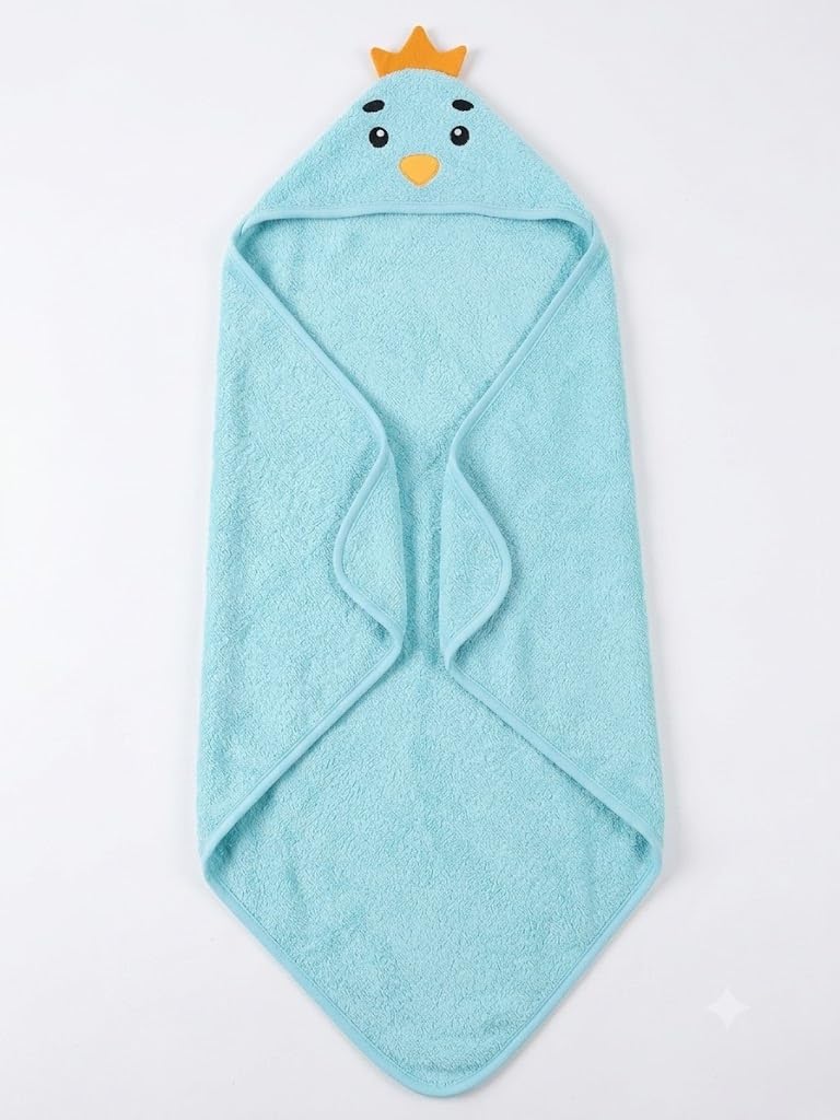 CREEVA Cuddle 100% Cotton Cute Chick Hooded Baby Towel 03yrs  Light Sky Blue