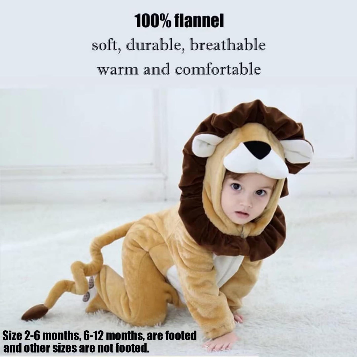 Qiaoniuniu Halloween Baby Lion Costumes Toddler Outfit Infants Cosplay Romper 6-12 Months