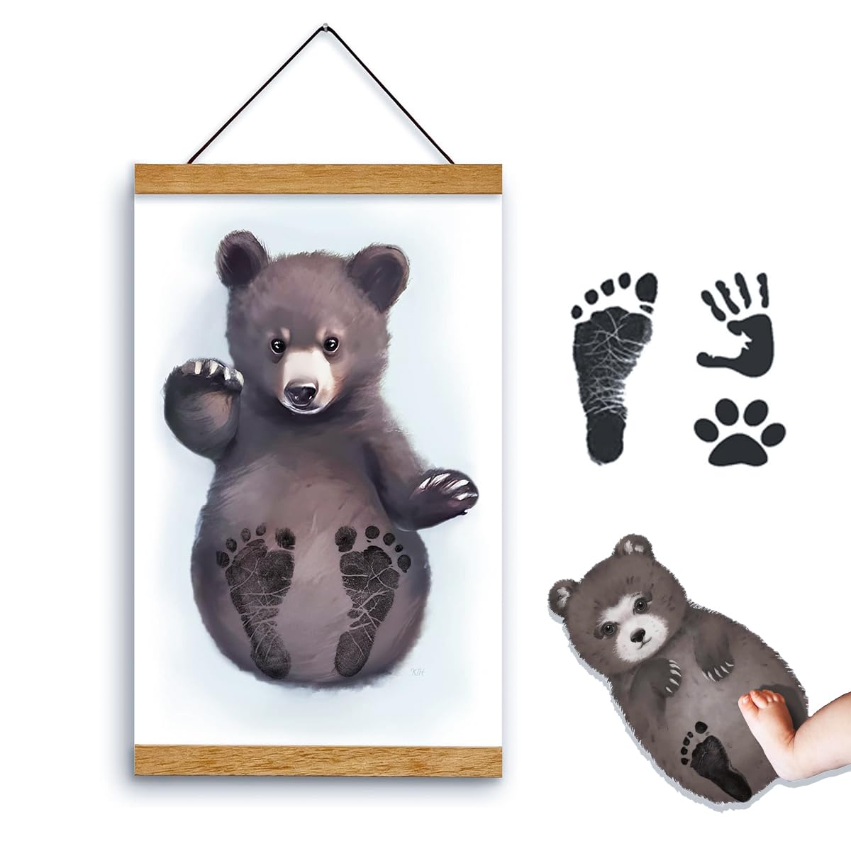 Qicai Xiaolu Newborn Footprint Kit Maker, Perfect For Creating Keepsakes, Memories, And Gifts. Suitable For Baby Boys, Girls, Ne