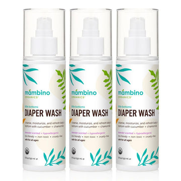Mambino Organics Diaper Area Wash, Gentle No-Rinse Diaper Rash Spray for Sensitive Skin, Baby Cleansing Water with Organic Chamo