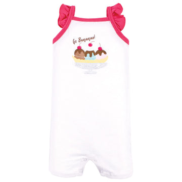Hudson Baby Baby Cotton Rompers, Banana Split, 3-6 Months