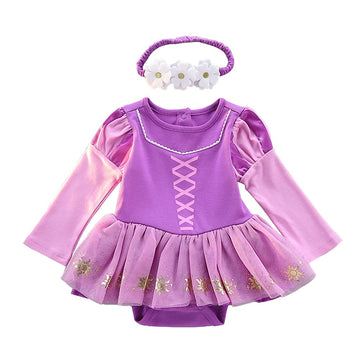 Dressy Daisy Baby Girls Princess Onesie Costume Romper Bodysuit Halloween Birthday Dress Up With Headband Purple Size 18-24 Mont
