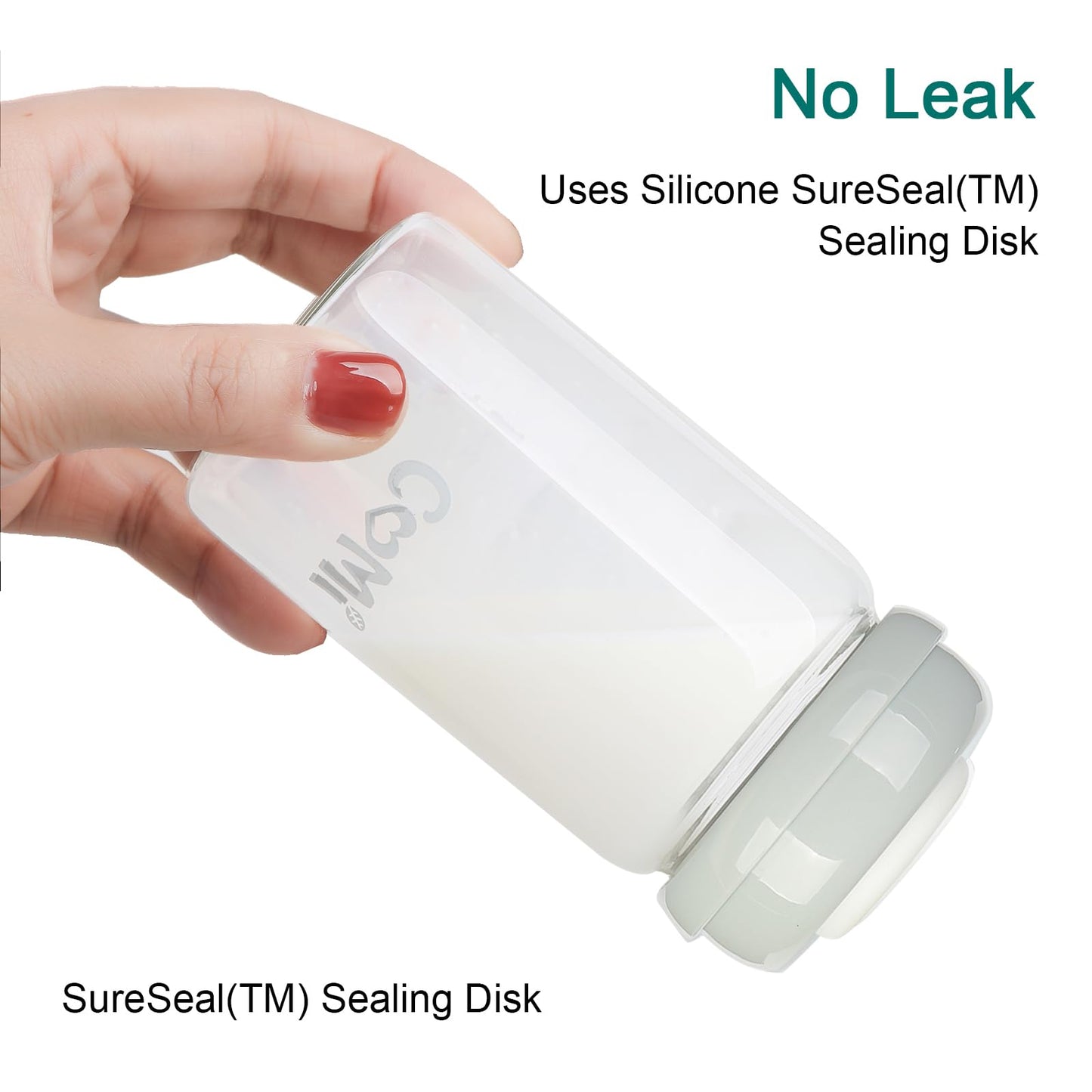Comi Wide Neck Glass Breastmilk Collection N Storage Bottle, 6 Packs, 8Oz With Screw Ring Sealing Disk; Re-Markable Sealing Disc