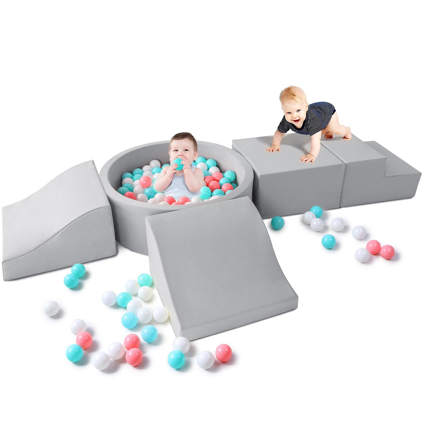 Foam Climbing Blocks For Toddler: With 4-Piece Pu Leather Climbing Toys And A Ball Pit - Foam Ball Pit For Toddlers - Climbing T