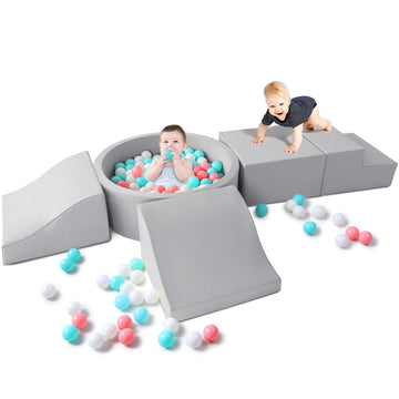 Foam Climbing Blocks For Toddler: With 4-Piece Pu Leather Climbing Toys And A Ball Pit - Foam Ball Pit For Toddlers - Climbing T