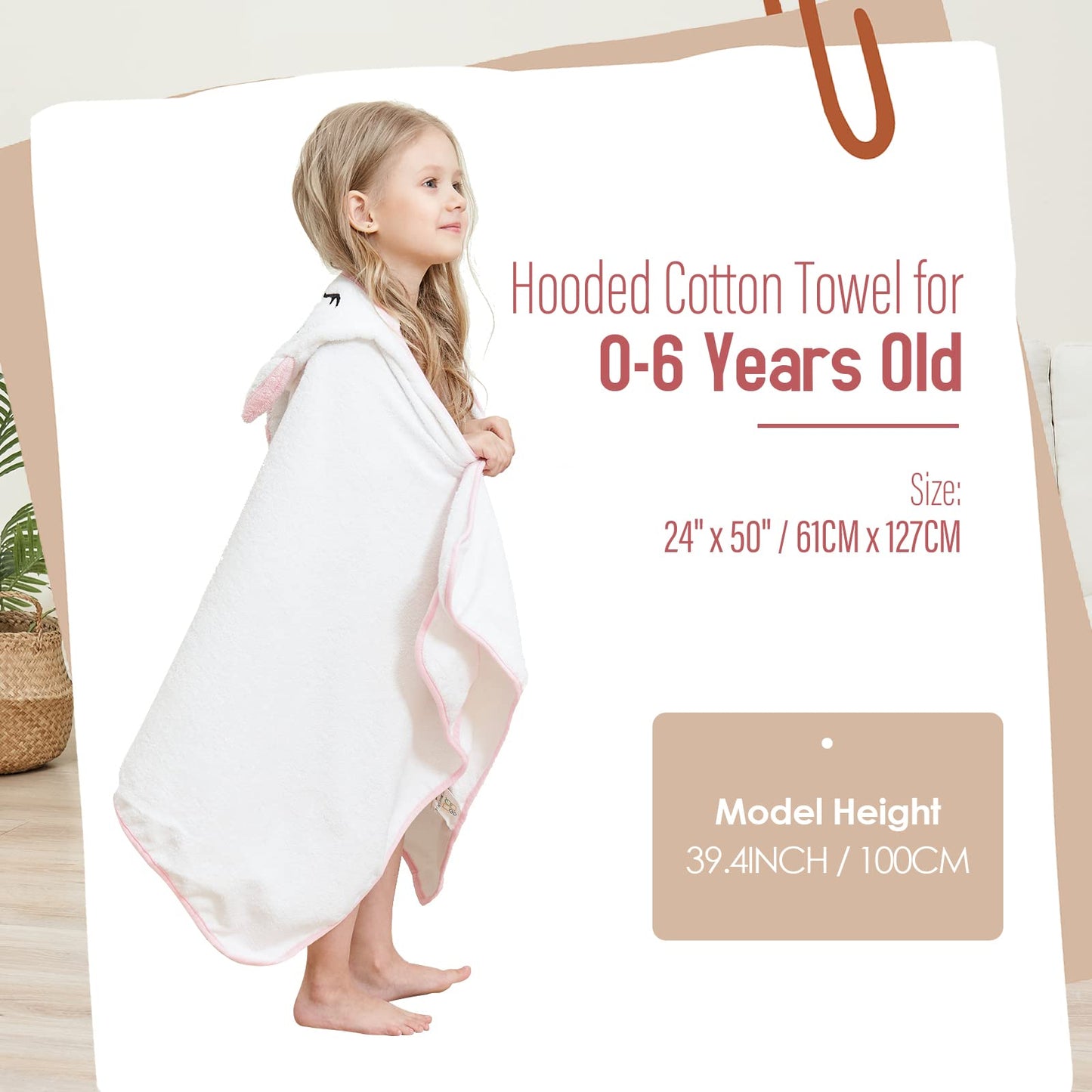 Style Quarters Kids Hooded Bath Towel, Large Kids Bath Towels, Unicorn Kids Beach Towels, 100% Cotton Terry Toddler Hooded Bath