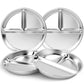 Bakpoco Stainless Steel Kids Plates 4 Packs, Deepened 9 Portion Control Plate Divided Plate for Toddlers Adults Family Bariatric