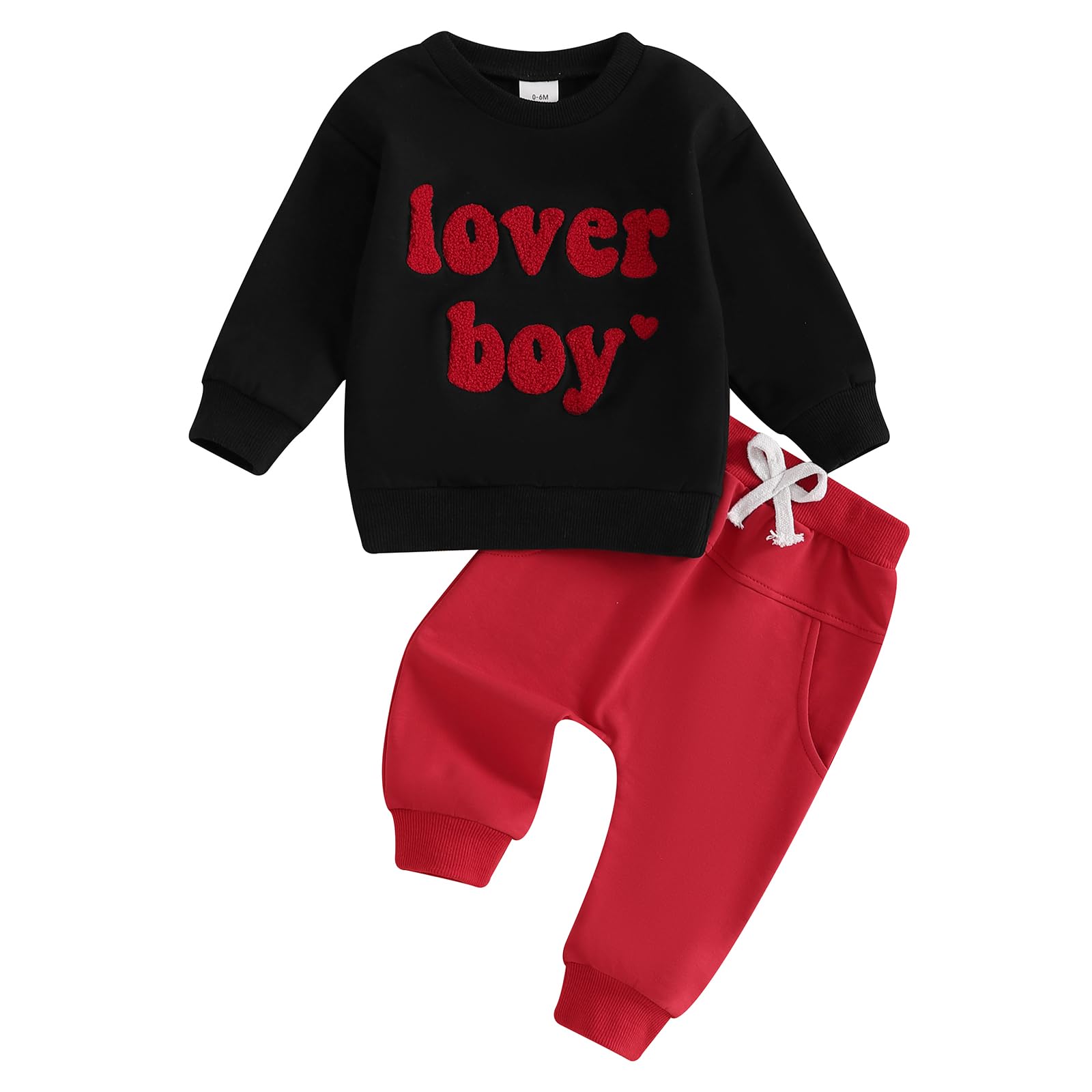 Ursobutegl Toddler Baby Boy Valentine'S Day Outfit Lover Boy Embroidery Letter Sweatshirt Pullover Tops Jogger Pants Clothes (Bl