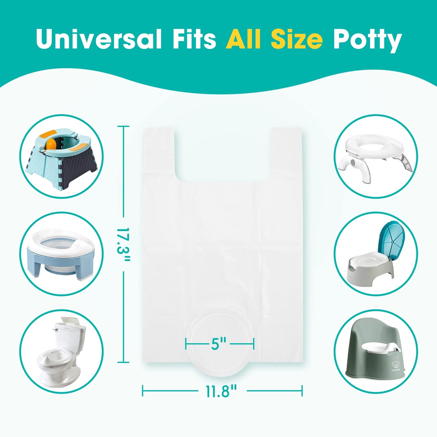 [90 Counts] Disposable Potty Liners Compatible With Oxo Tot 2-In-1 Go Potty, Potty Refill Bags For Toddler Travel, Universal Pot