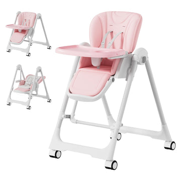 3-in-1 High Chairs for Babies and Toddlers, Foldable Baby High Chair with Rocking Mode, 5 Height Levels, Adjustable Backrest & F