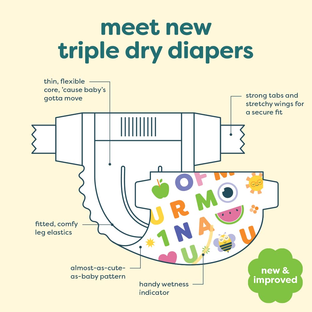 Babyganics Size 5, 100 Count, Absorbent, Breathable, Triple Dry Protection Diapers