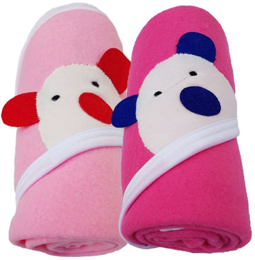 BRANDONN Newborn Biggest Size (36 INCH X 27 INCH) with Fancy Boon Border Baby Blanket for Babies (Pack of 2;Pink & HOTPINK)