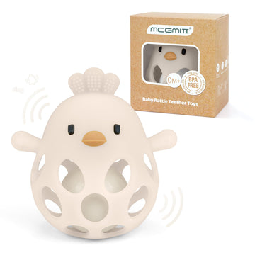 MCGMITT Teethers for Babies 3-6 Months, Easy Grasp Silicone Baby Rattles 0-6 Months, BPA-Free Non Toxic Montessori Infant Toys f