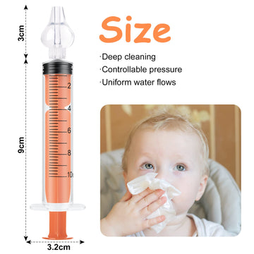 Vicloon Baby Nasal Irrigator, 6Pcs Nasal Syringe For Baby, Syringe Nasal Irrigator With Cleanable And Reusable Silicone Nasal Su