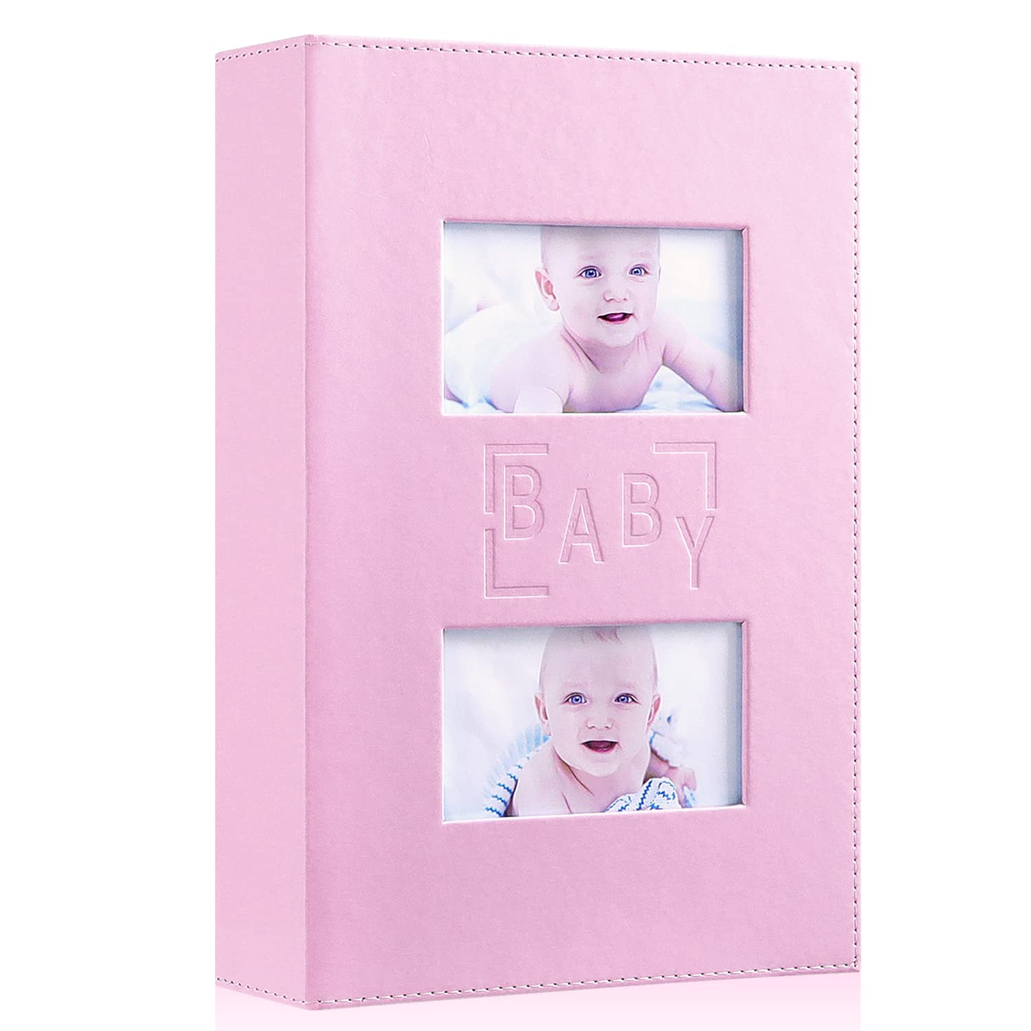 Ywlake Baby Girl Photo Album 4X6 300 Pocket Pictures, Leather Cover Newborn Shower Girl Bebe Album Holds 300 Horizontal Pictures