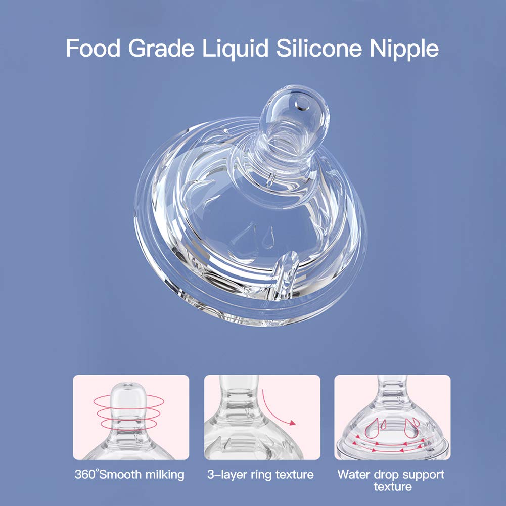 Potato Glass Baby Bottles, Anti-Colic Breastfeeding Bottles With Medium Flow Nipple, Suitable For Babies 3-6 Months, 2 Replaceab