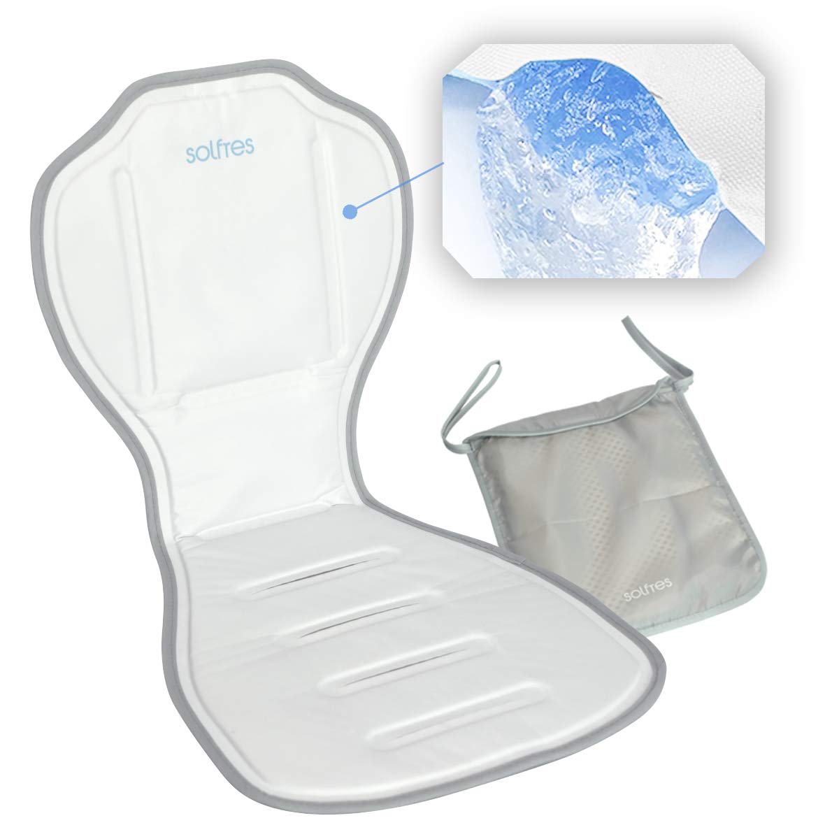 Solfres Hydro Gel Car Seat Cooler Mat For Baby. No Refrigeration Needed. Carseat And Stroller Cooling Pad Cushion Liner With Bre