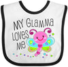 Inktastic My Glamma Loves Me- Cute Dragonfly Baby Bib White And Black 305A4