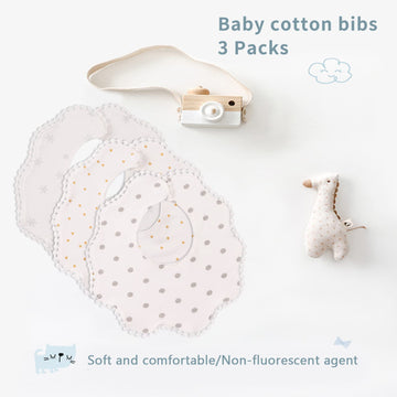 Bamery Baby Bandana Bibs White Cotton Drool Bibs For Drooling And Teething Absorbent For Boy Girl (Star+Dot+Snow)