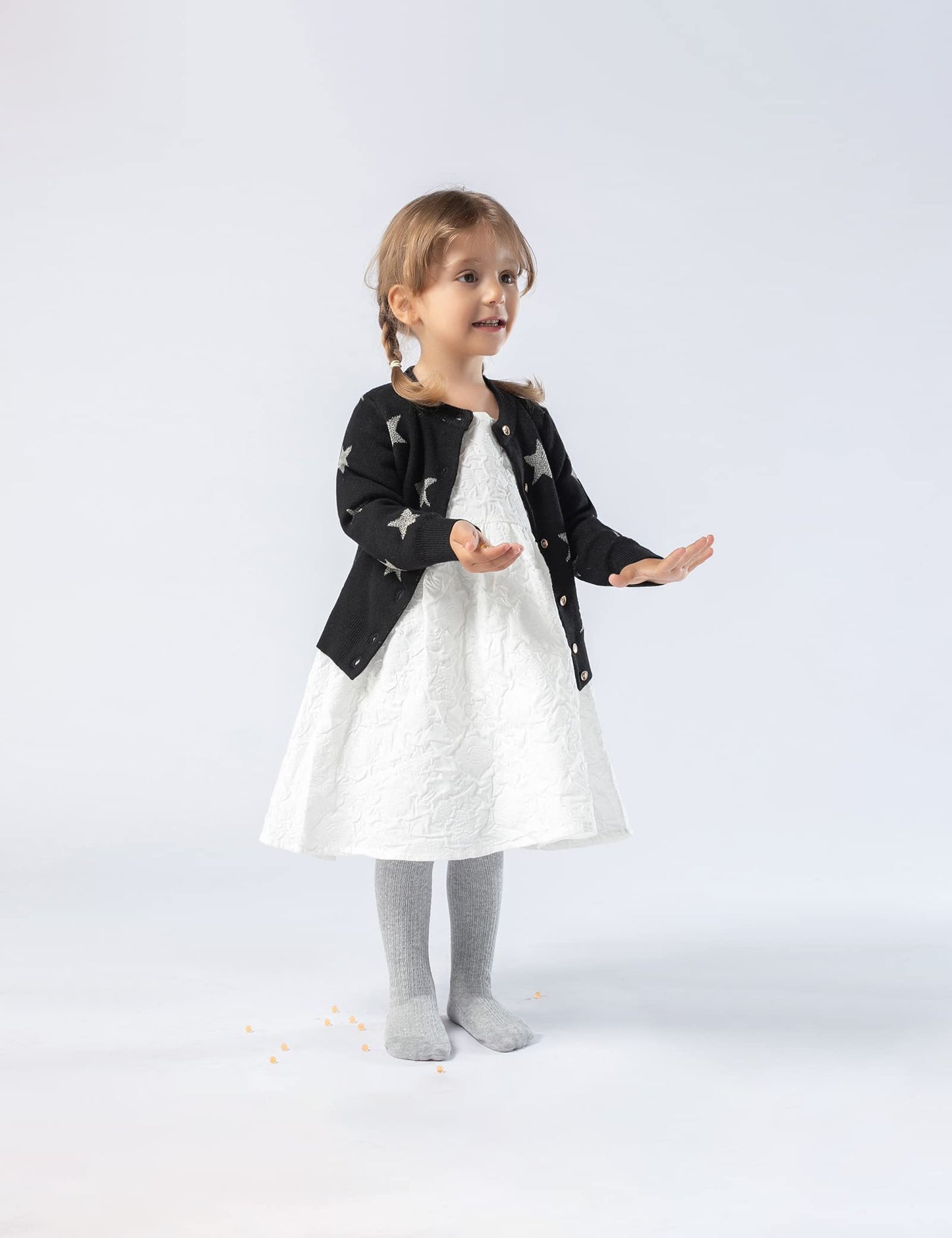 Petrass Baby Girls Cable Knitted Tights Infant Full-Footed Seamless Cotton Tights New-Born Girls Seamless Leggings Black/Grey/Na