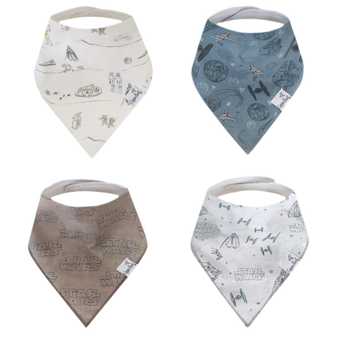 Baby Bandana Drool Bibs for Drooling and Teething 4 Pack Gift Set Tatooine by Copper Pearl