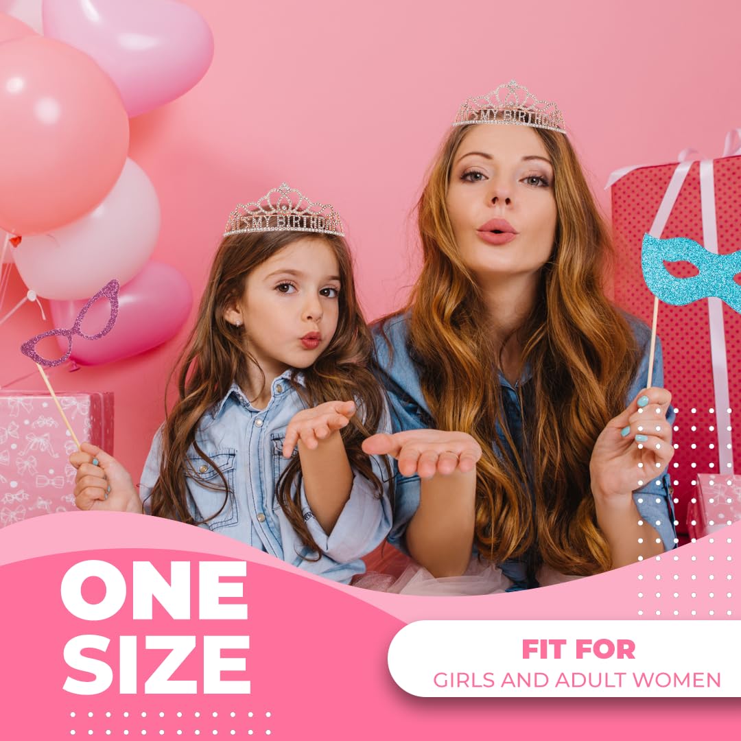 Papoopy Birthday Tiara And Crown With Sash For Women Birthday Party