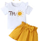 Aslaylme Baby Girl Two Year Old Birthday Outfit Toddler 2Nd Birthday Clothes Second Birthday Sun Skirt Set (Yellow,2 T)