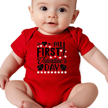 Hrcfbk Infant Newborn Baby Boys Girls My First Valentine'S Day Bodysuit Short Sleeve Romper Layette Set(Red 2,3-6Months)