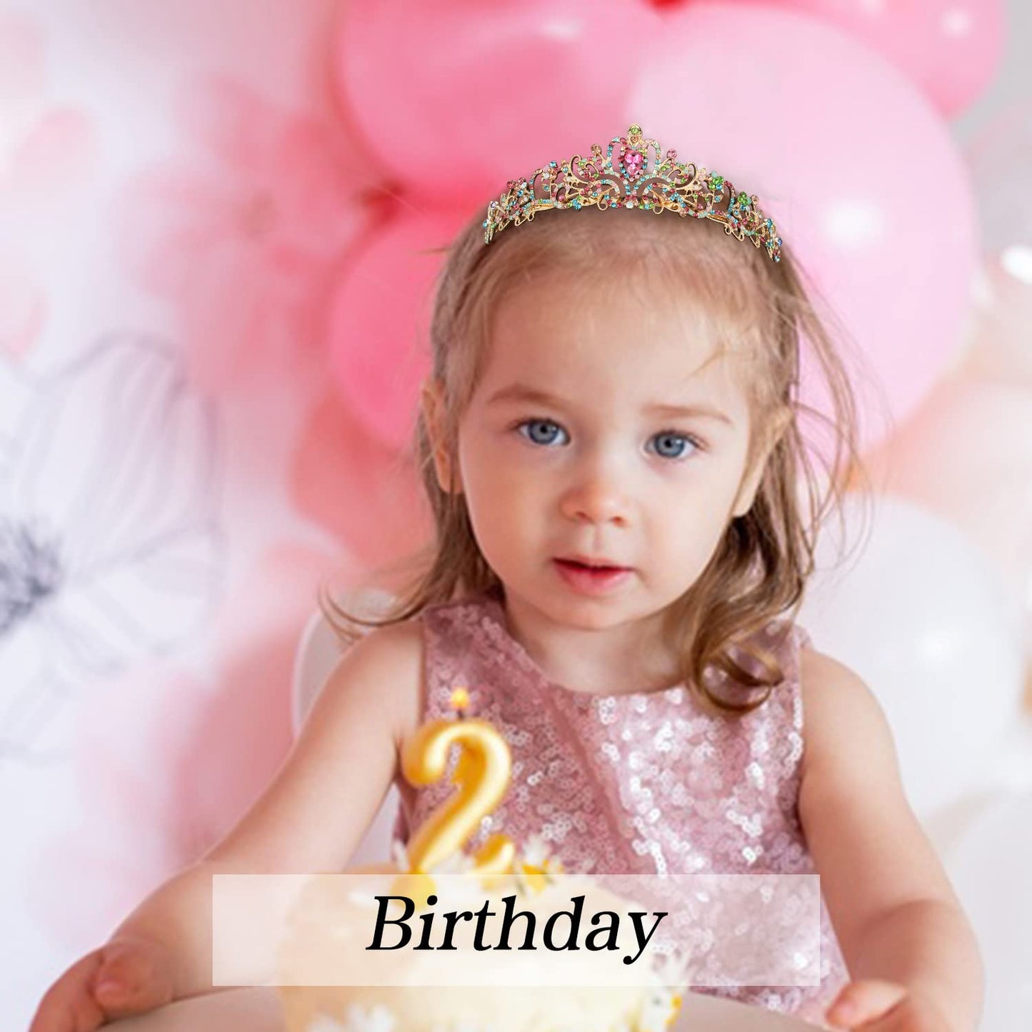 Chanaco Crystal Crown Headband For Girls, Rapunzel Kids Hair Accessories With Princess Tiara And Crowns