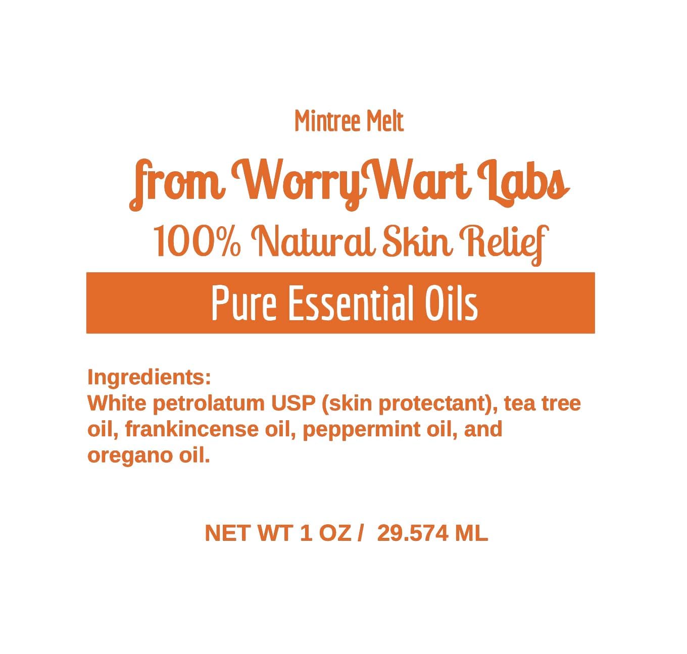 Wart Relief! Mintree Melt Skin Resolution And Ointment By Worrywart Labs ~ Highly Effective Natural Ingredients With Essential O