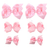 Light Pink Bows For Girls,6Pcs Hand-Made Grosgrain Ribbon Hair Bows Alligator Clips Hair Accessories For Little Teen Toddler Gir