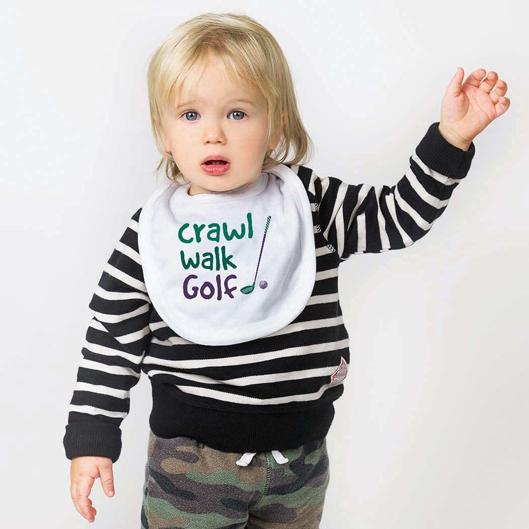 Chalktalksports Golf Baby & Infant Bib | Crawl Walk Golf | Soft Microfiber Bib | Green