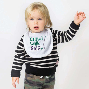 Chalktalksports Golf Baby & Infant Bib | Crawl Walk Golf | Soft Microfiber Bib | Green