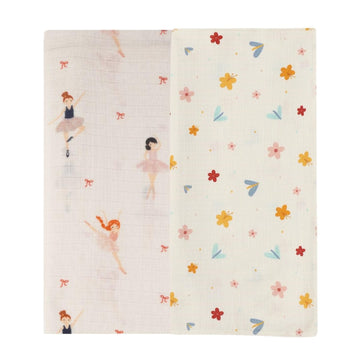 Organic Muslin Swaddle (Set of 2) (Little Ballerinas + A World in Bloom)