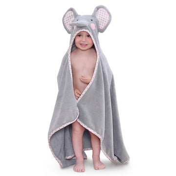 Tbezy Hooded Towel For Kids 100% Cotton Ultra Soft With Unique Animal Design Large For Infants 3-10 Years (Elephant)