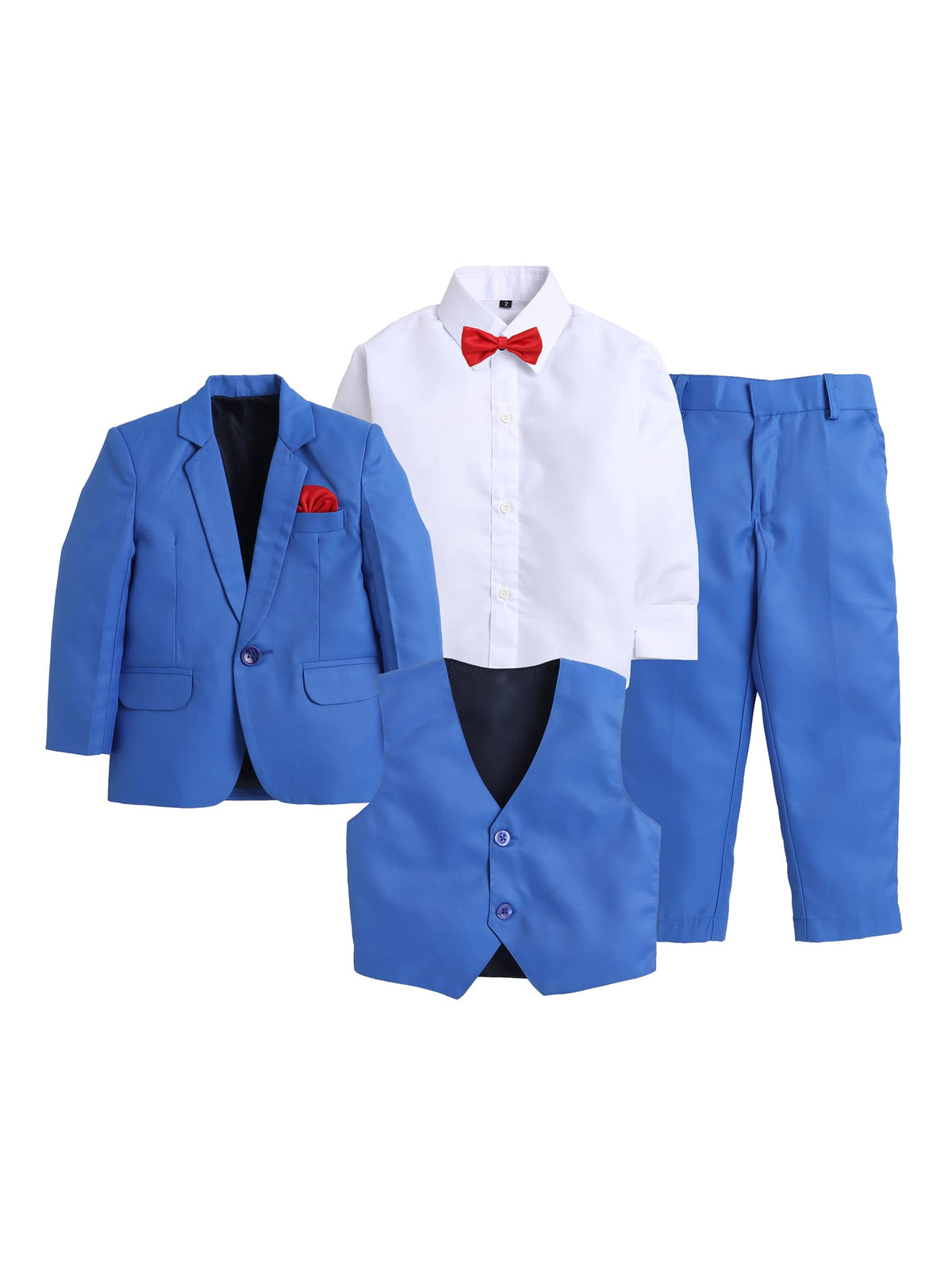 Jeetethnics Boys Navy Blue Coat Suit Set With Waistcoat Shirt And Trousers (9088Dh)