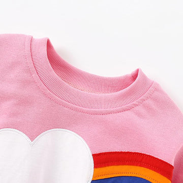 Akyzic Baby Girl Rainbow Sweatshirt Long Sleeve Crewneck Cotton Pullover Tops Toddler Winter Shirt Fall Outfits Kids Pink Sweate