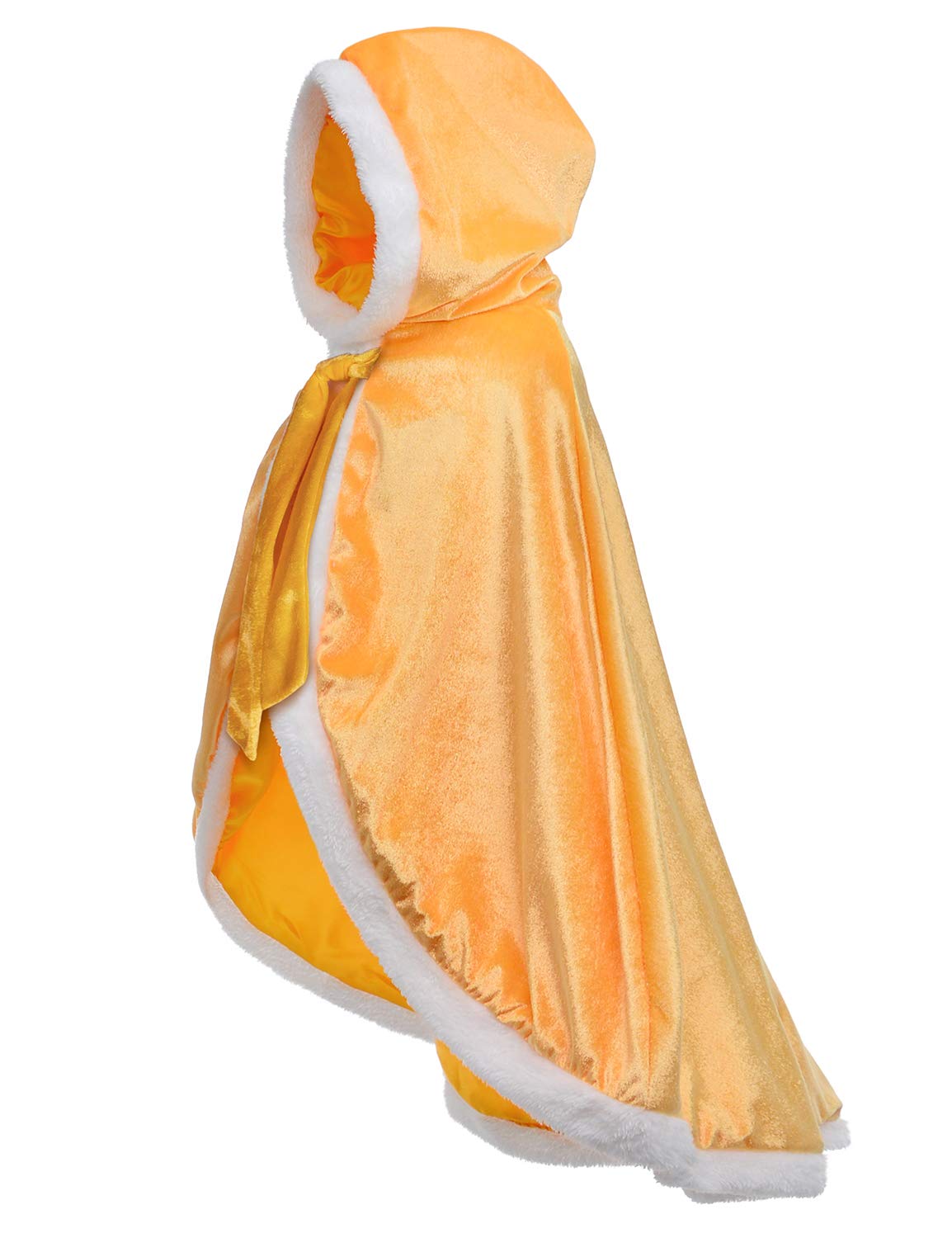 Party Chili Fur Princess Cape Fur Hooded Cloaks Costume For Little Girls Dress Up Yellow 4-5 Years(120Cm)
