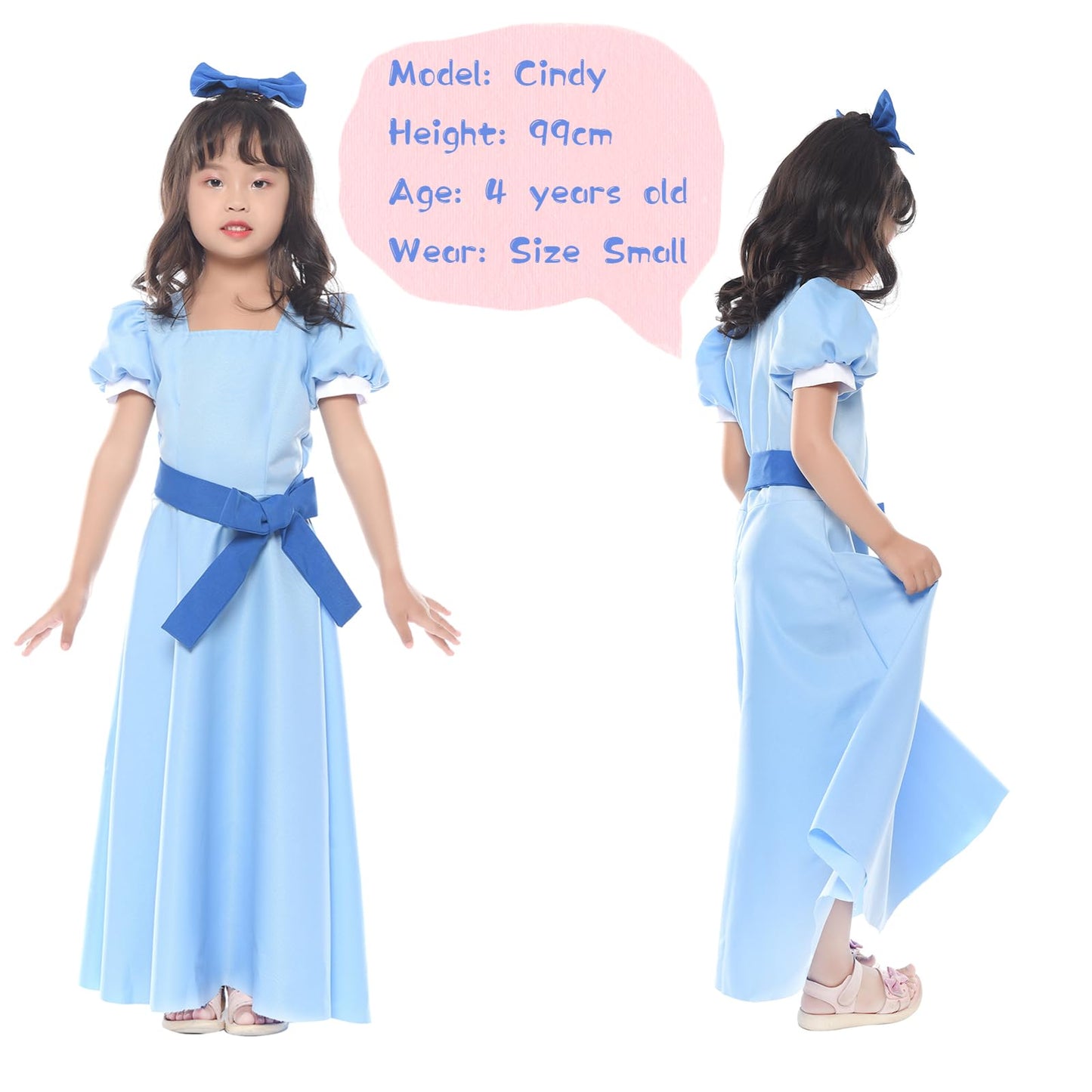 Nspstt Wendy Costume Girls Wendy Darling Costume Girl Halloween Princess Dress, 150