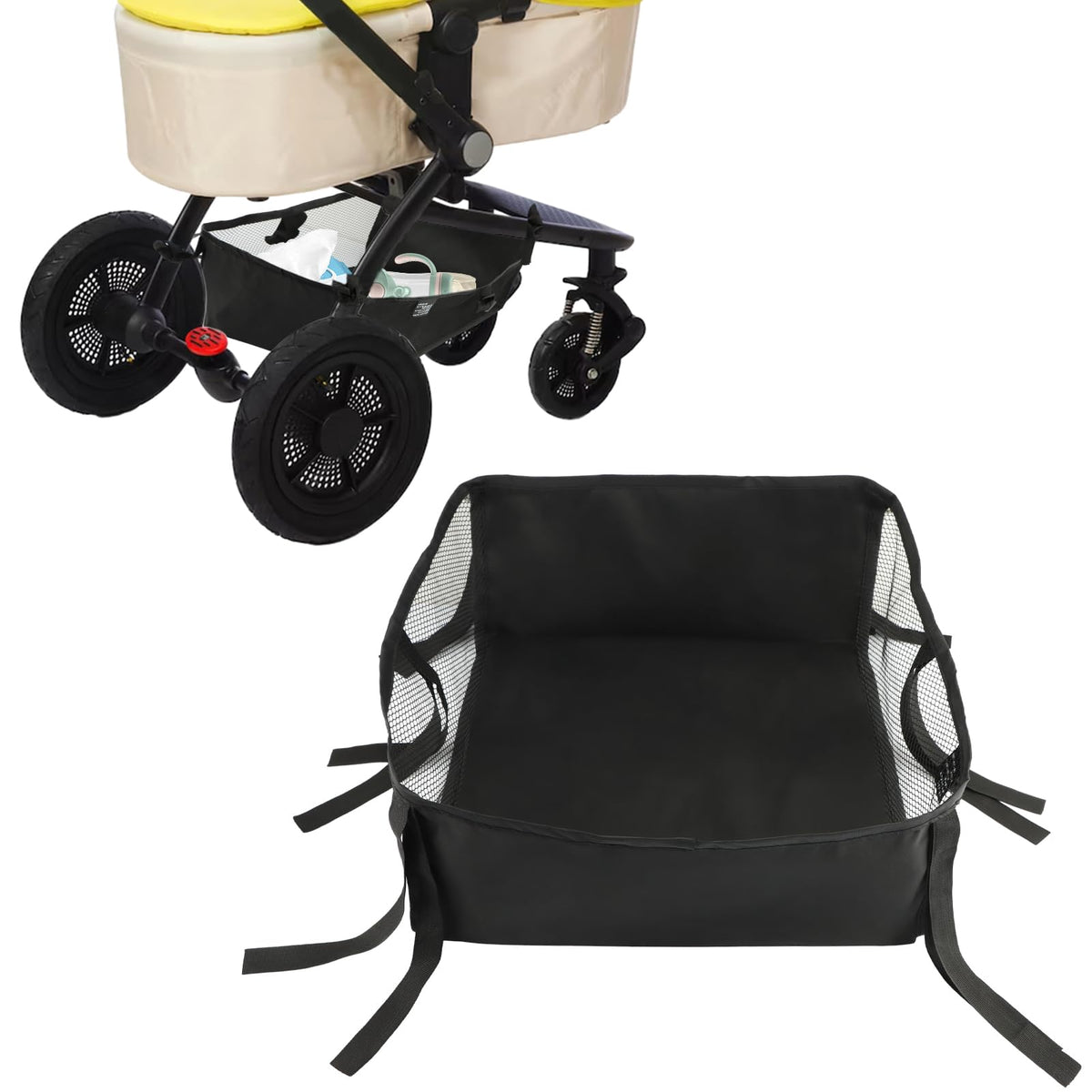 Anwangda Baby Stroller Bottom Storage Bag, Pram Buggy Pushchair Basket, Baby Pram Buggy Universal Bottom Basket for Pushchair Sh