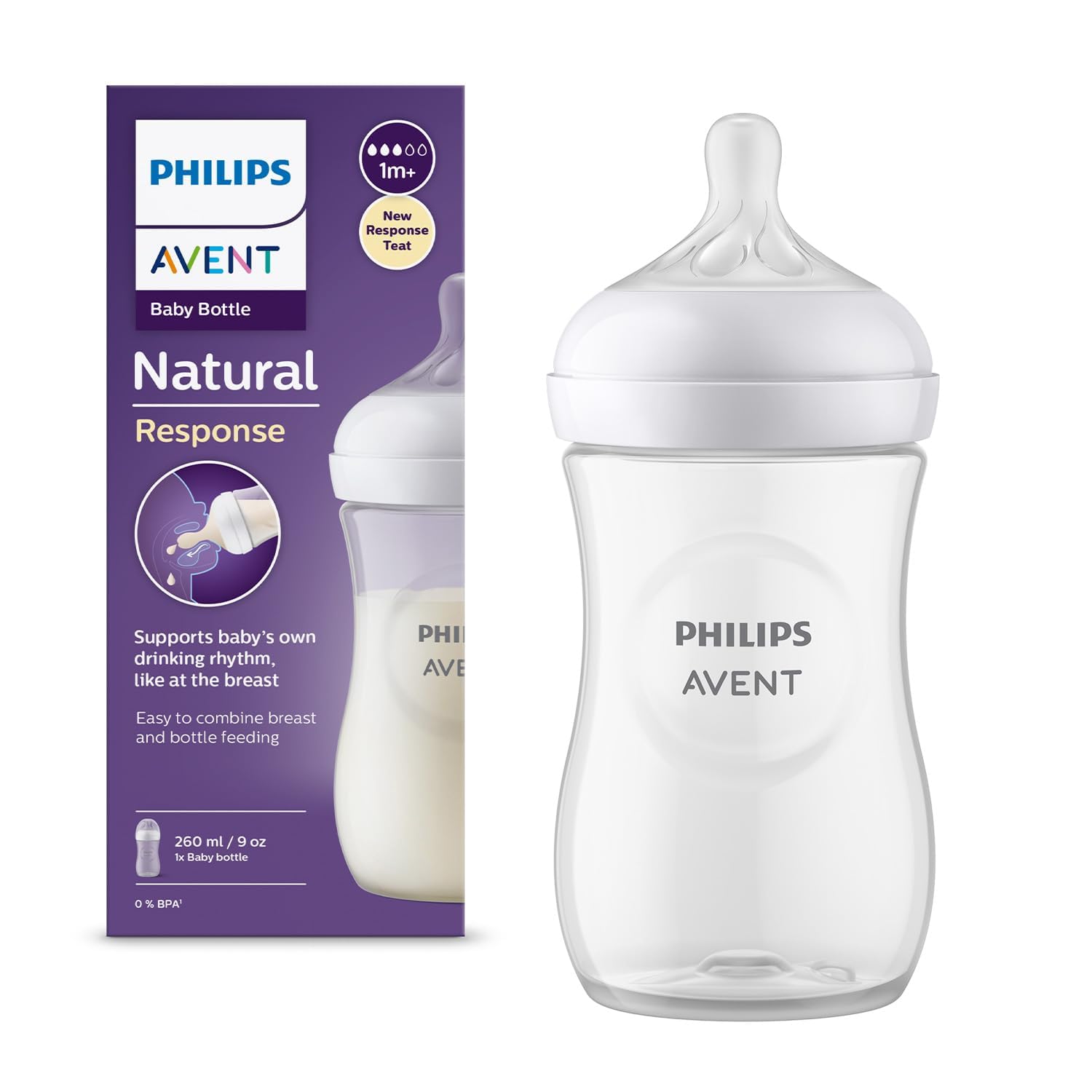 Philips Avent Natural Baby Plastic Feeding Bottle | No.1 Brand Recommended By Moms Worldwide | Ideal For 6 Months+| Natural Resp