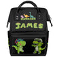 SPYORBKX Diaper-Bag-Backpack for Baby Boys Personalized Dinosaur Black Baby Bag as Gifts for New Dad Mom Nappy-Backpack for Newb
