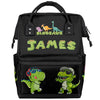 SPYORBKX Diaper-Bag-Backpack for Baby Boys Personalized Dinosaur Black Baby Bag as Gifts for New Dad Mom Nappy-Backpack for Newb