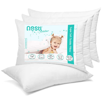 Nestl 4 Pack Toddler Pillow for Sleeping 13 x 18, Small Kids Pillow for Travel, Car, School, Nap, & Toddler Bed, Machine Washabl